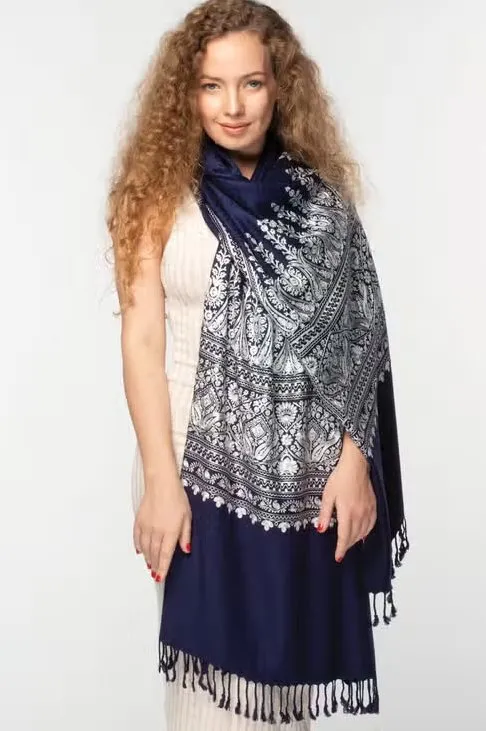 Vimala Navy Shawl