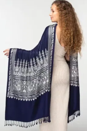 Vimala Navy Shawl