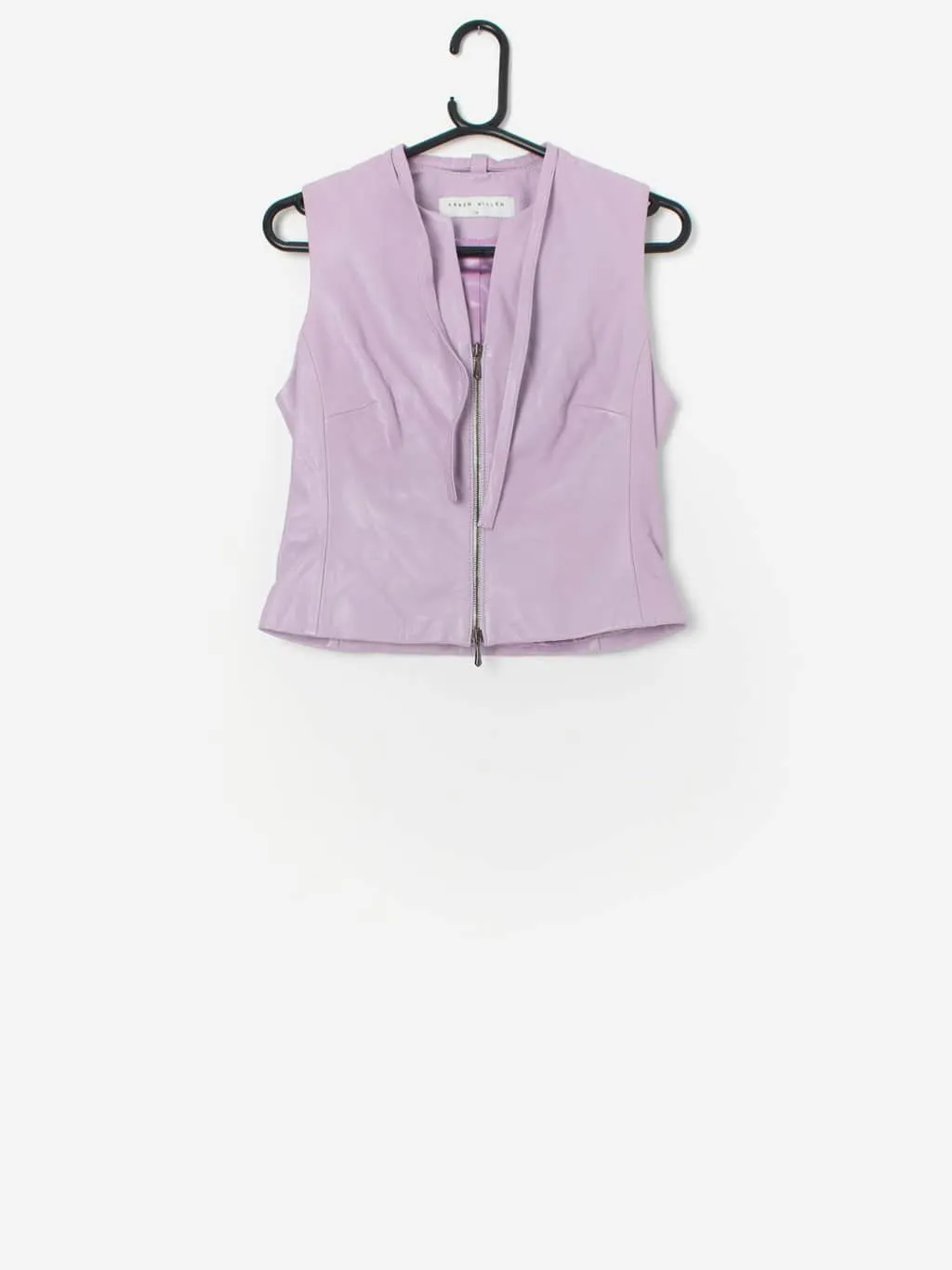 Vintage pink leather waistcoat by Karen Millen – Small