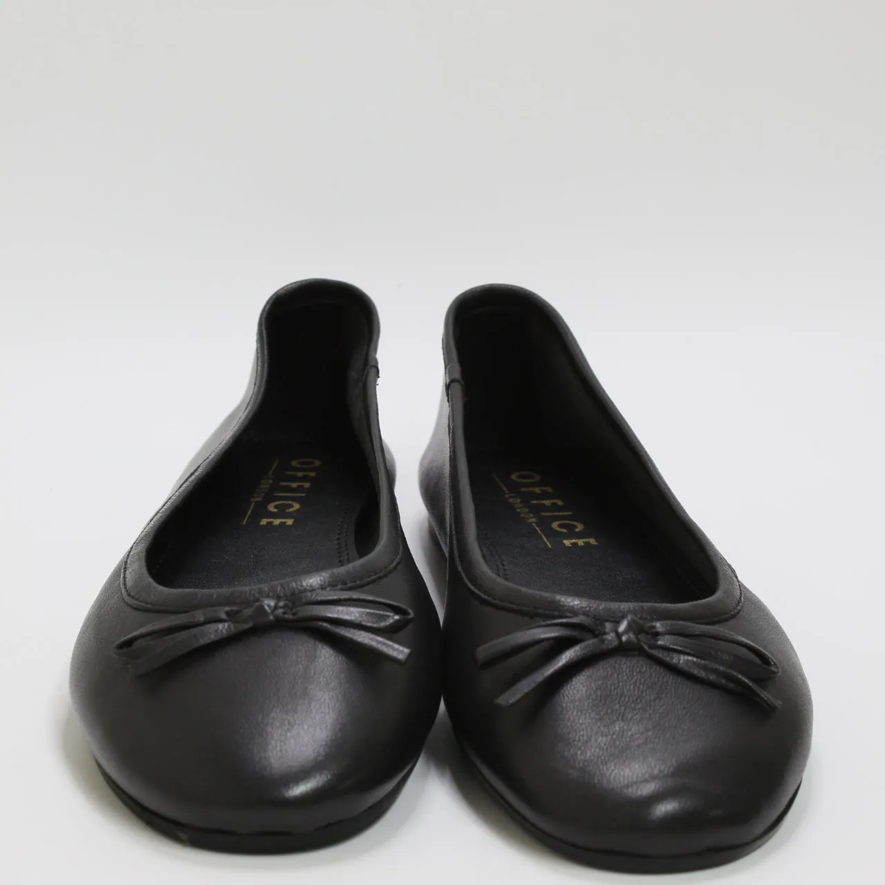 Womens Office Frazzle Leather Ballerinas Black Leather